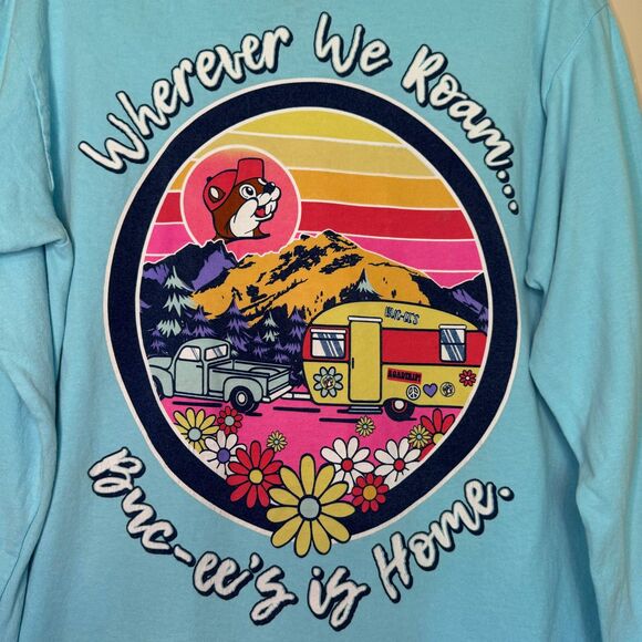 BUCEE'S woman's size medium M Wherever we Roam... camp roadtrip long sleeve top - Picture 4 of 9